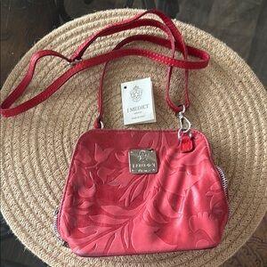 I Medici Red Embossed Leather Crossbody Bag